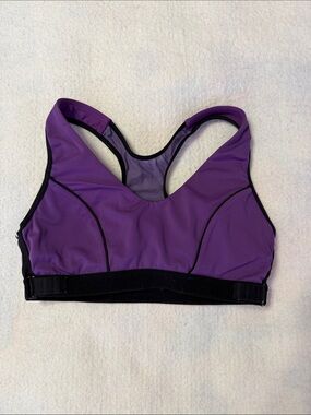 Marika Purple Racerback Support Sports Bra with Black Trim